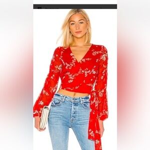 NICHOLAS Red Floral Wrap Blouse